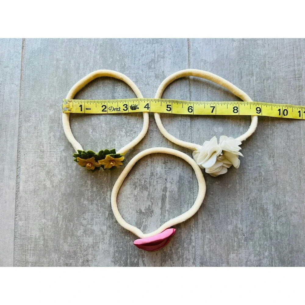 Los Angeles Boutique Boho Baby Girl Soft Fabric Stretch Floral Set of 3 Headband